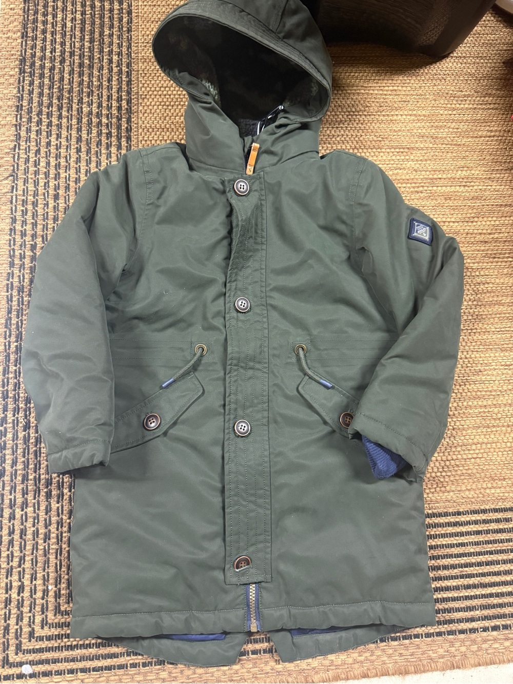 Joules Kids Hooded Parka Jacket - Green